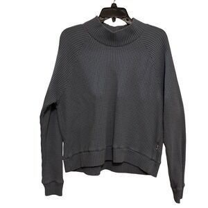 The North Face Women's Chabot Mock Neck Large Pullover Waffle Knit Blue